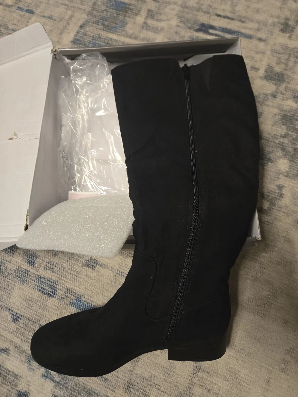 Style & Co. Black Knee High Zip Faux Suede Boots